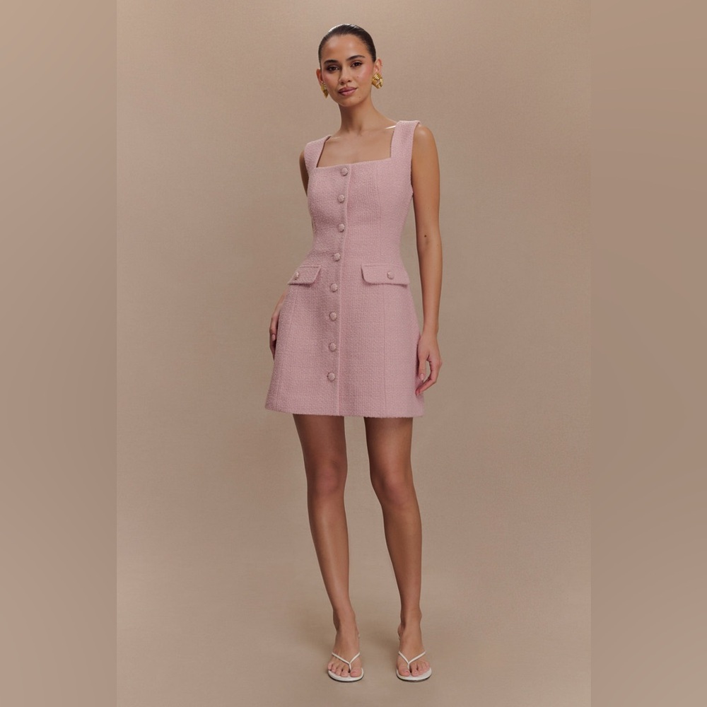 Desire Boucle Mini Dress - Powder Pink